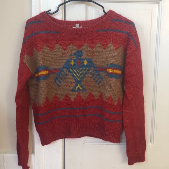 Urban Outfitters Ecote Red Tribal Sweater - Picture 1 of 3